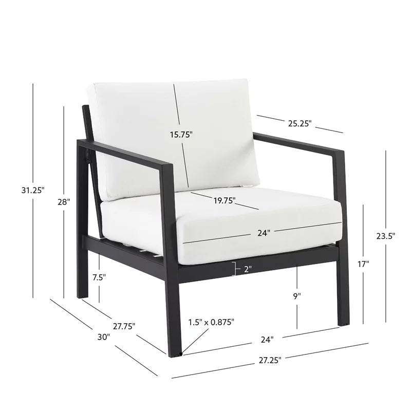 Lightweight Aluminum Outdoor Chair with White Cushions R588267