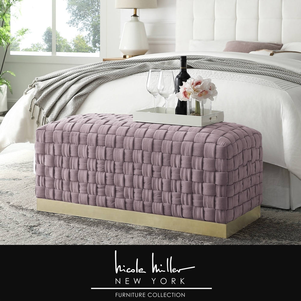 Lilac Gold Velvet Bench with Stainless Steel Base Y66310