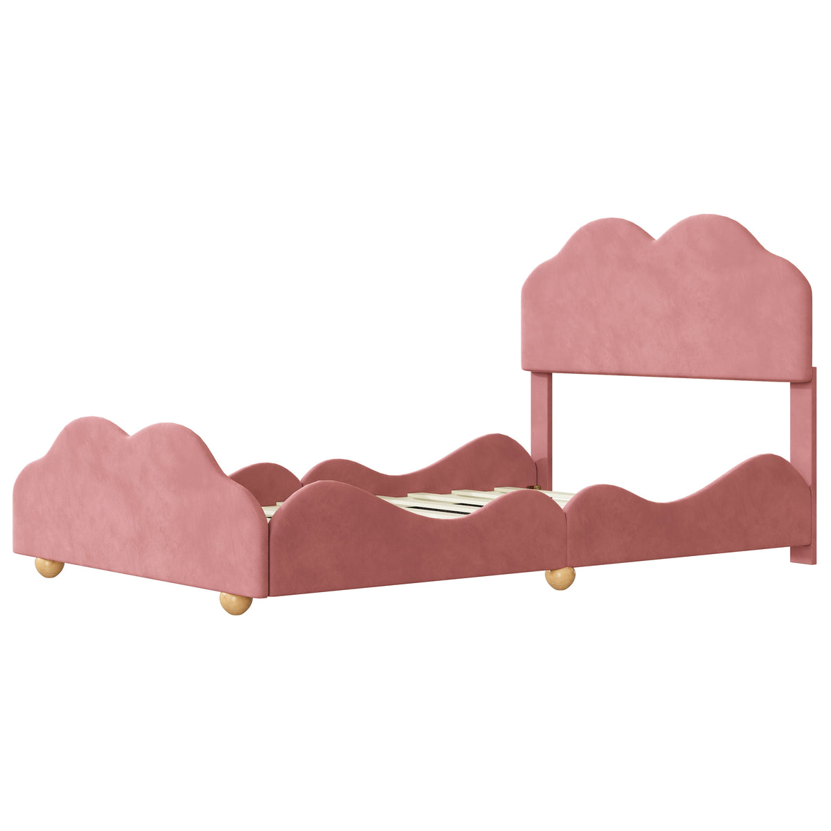Dark Pink Upholstered Full Size Platform Bed Frame with Headboard G59810