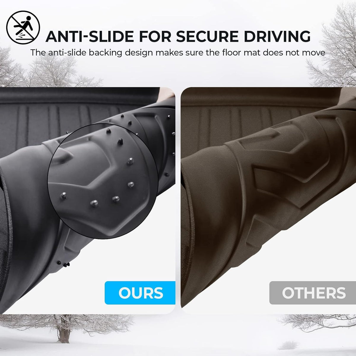 Black All-Weather Heavy Duty TPE Rubber Floor Mats Liners I61048