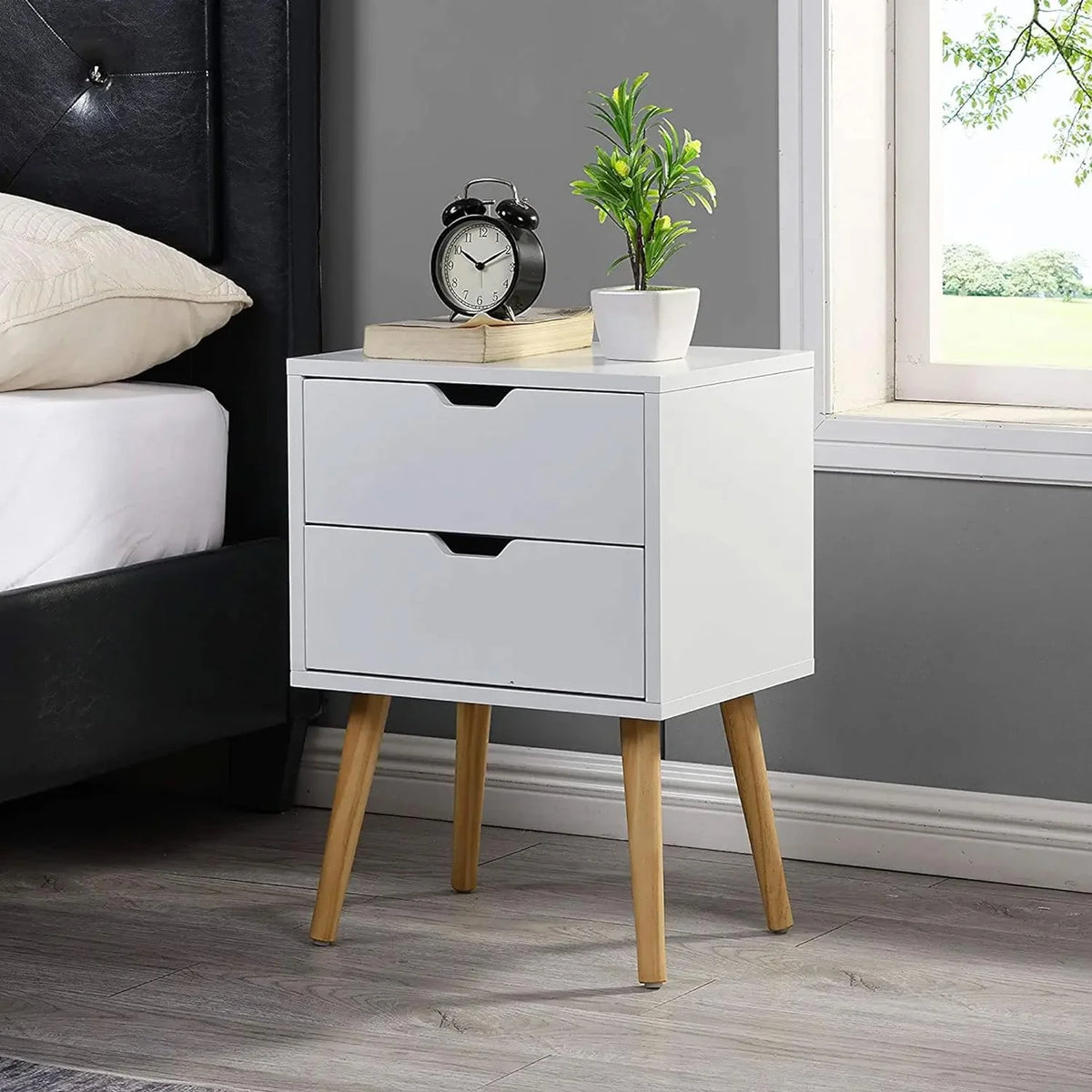 White Storage Drawer Nightstand Set Of 2 N138252