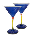 Blue and White Hand Painted Martini Drinking Glasses Set of 2 7.5 oz K999