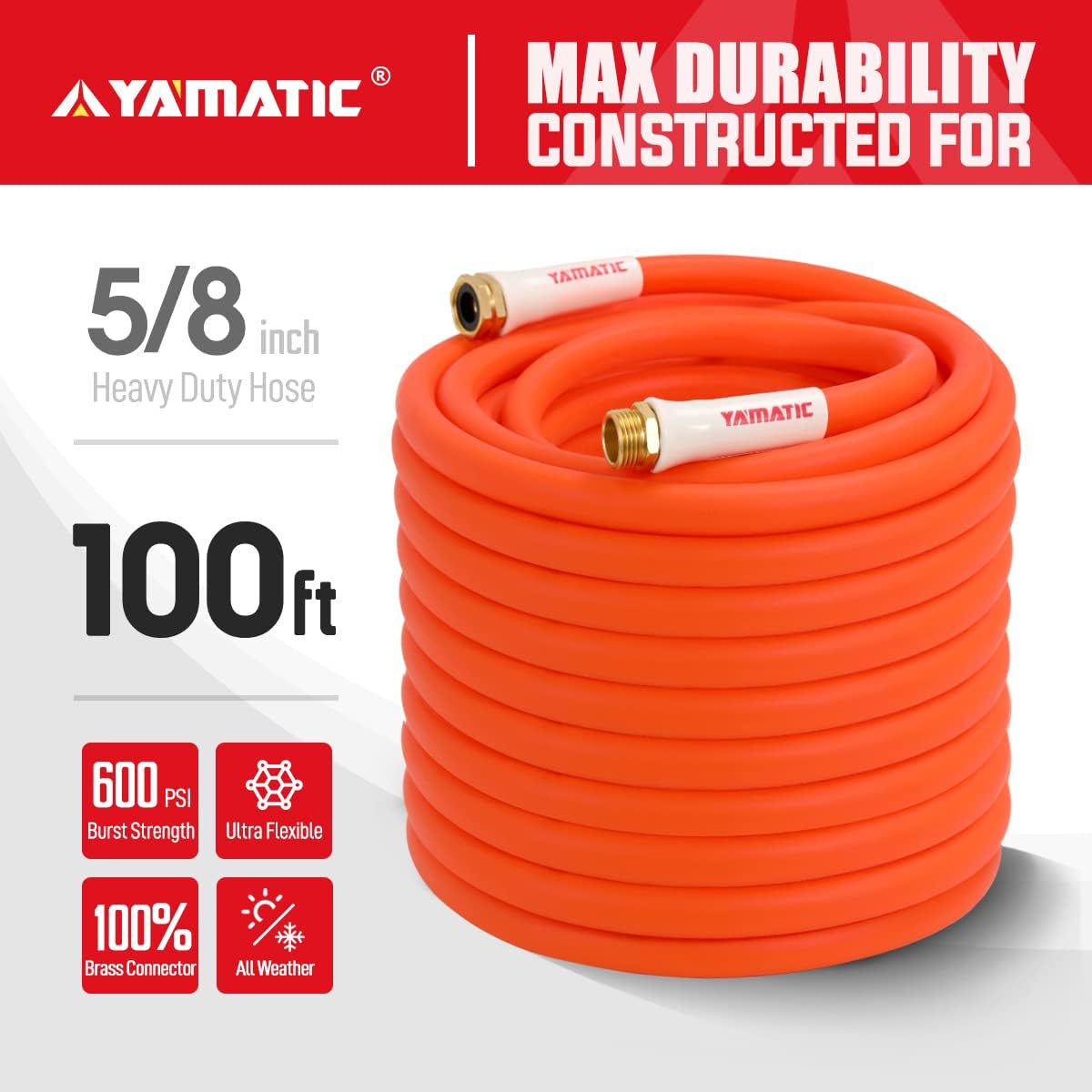 Heavy Duty 5/8 in x 100 ft Garden Hose, Pack of 2 J2985