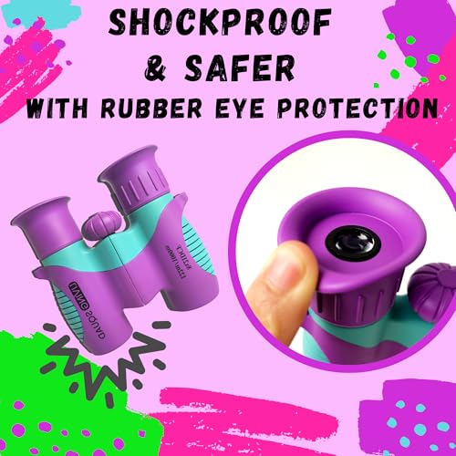 8x21 Pink Compact Kids Binoculars Set with Neck Strap V6467