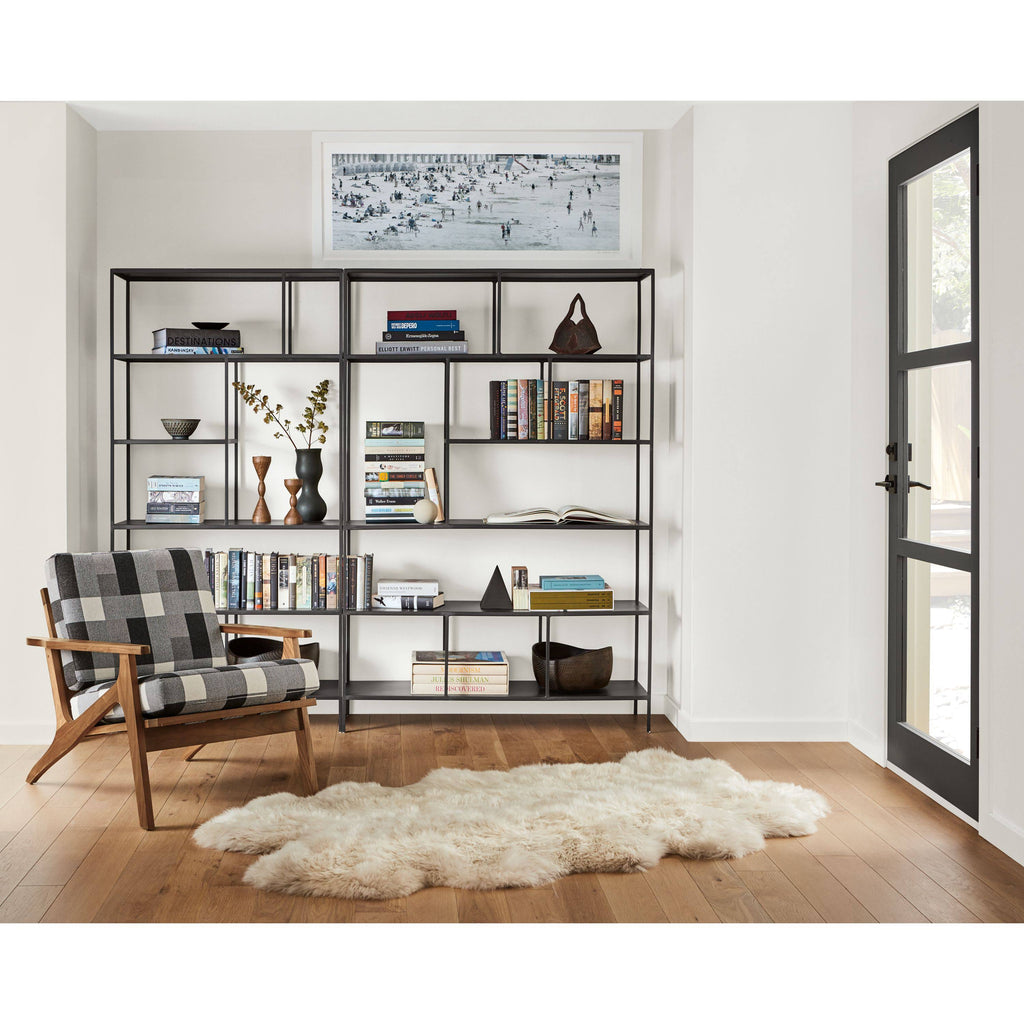 Modern Recycled Natural Steel Black Bookcase E193708