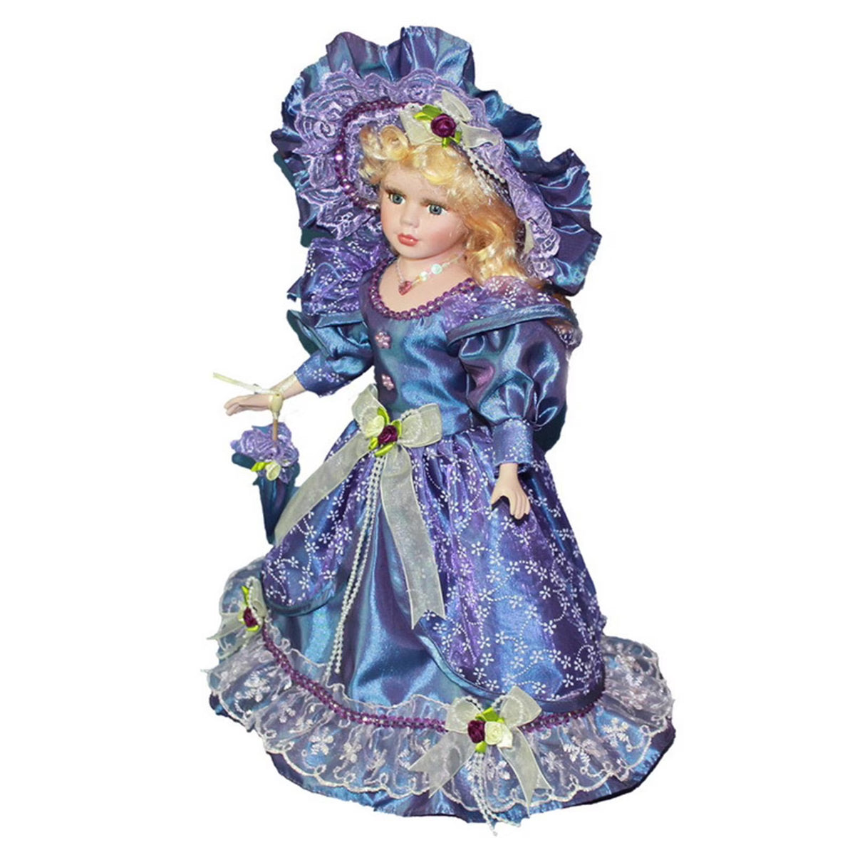 Violet Porcelain Dollhouse Lady with Dress S300337