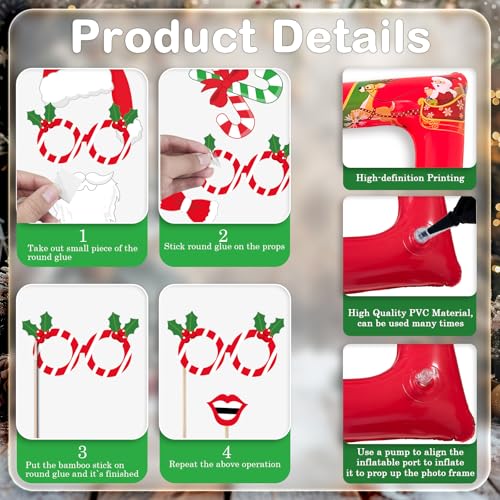 Christmas Photo Booth Props Inflatable Frame 32Pcs F4994