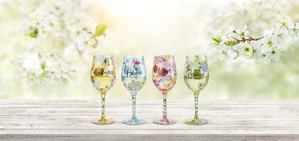 Floral Hand-Painted Artisan Wine Glass X613303