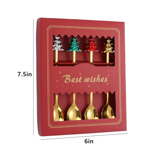 4Pcs Christmas Spoons Stainless Steel Gold Y3995
