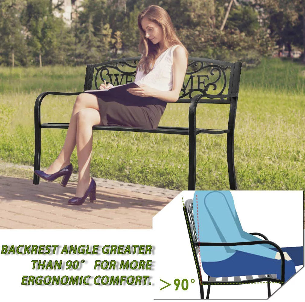 Patio Bench 400 lbs Cast Iron Metal Outdoor Seating S808157