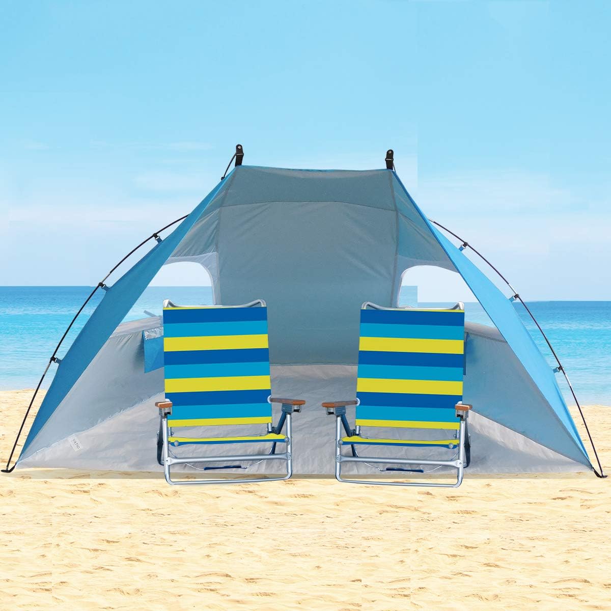 Portable Sun Shelter Beach Tent, 9ft Large Tent, UV Protection, Blue A437474