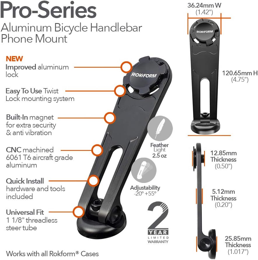 Adjustable Bicycle Phone Holder for Road or Mountain Bike, Black E206
