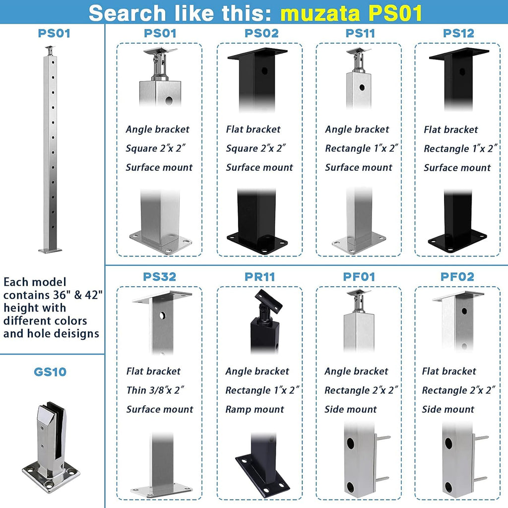 2 Pack Un-drilled Stainless Steel Cable Railing Post E21271