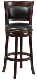 Cappuccino Wood Barstool with Black Leather Swivel Seat U337244