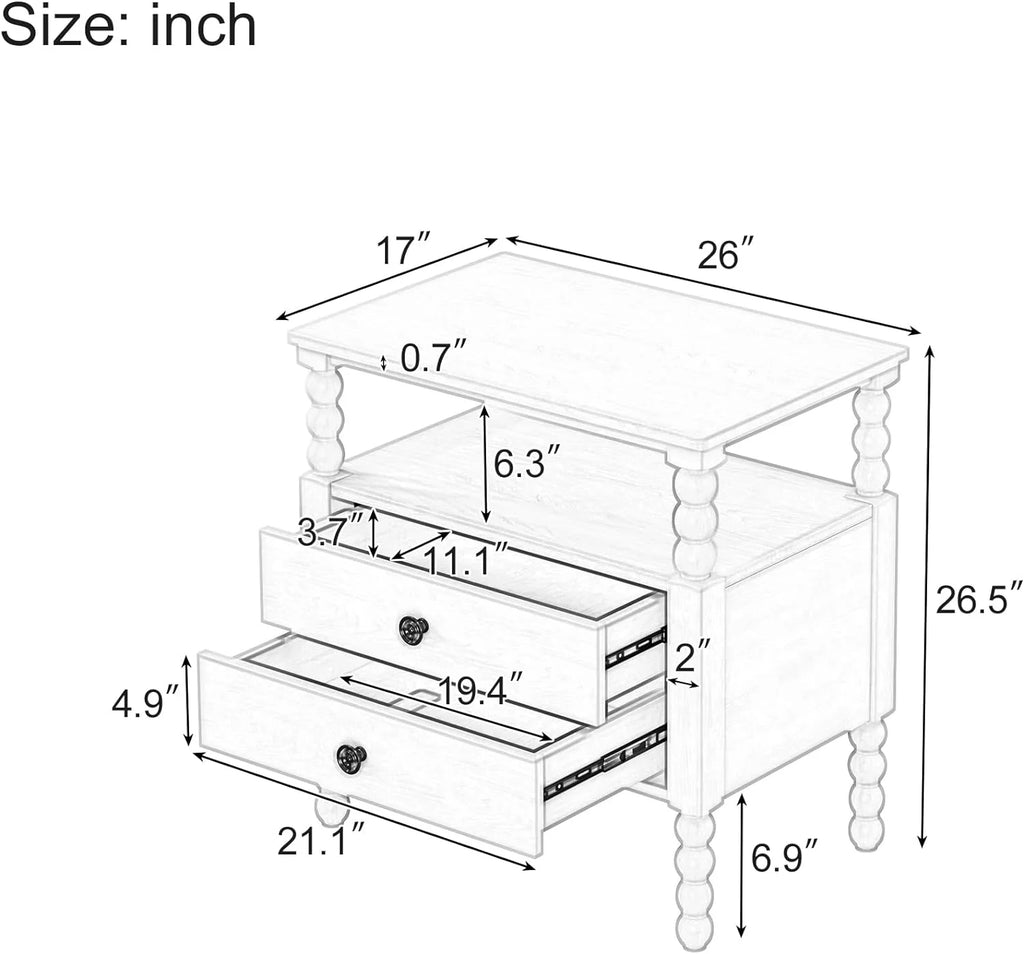 3Pcs Bedroom Set with 2 Nightstands, Solid Wood Platform Bed Q7214