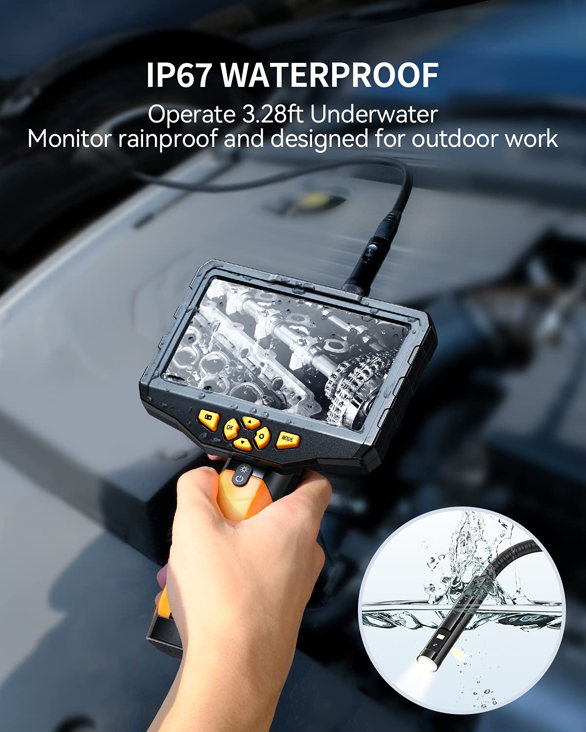 16.4ft Waterproof Flexible Borescope Inspection Camera with Light R439
