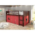 Twin Low Loft Bed Tent Red Dark Cappuccino Y2109