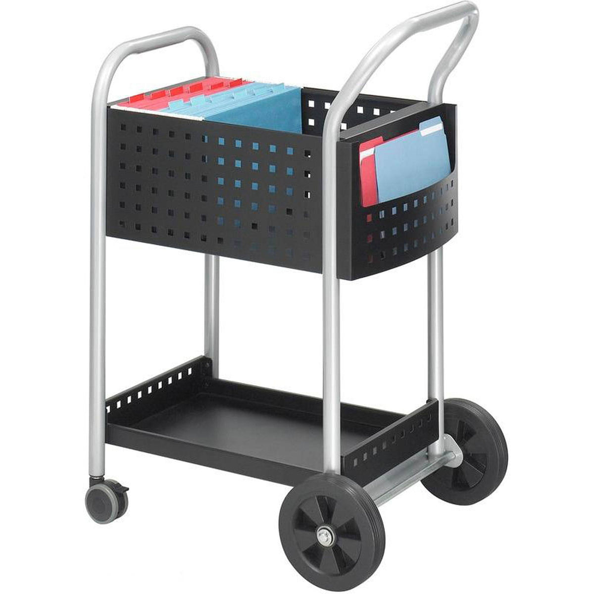 Black Powder-Coated Steel Mail Cart W9132