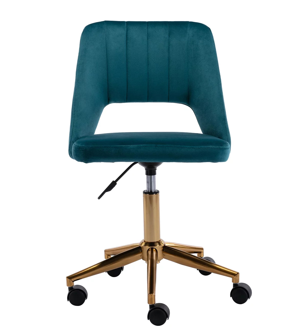 Green Tufted Fabric Task Chair with Gold Base and Wheels W1071