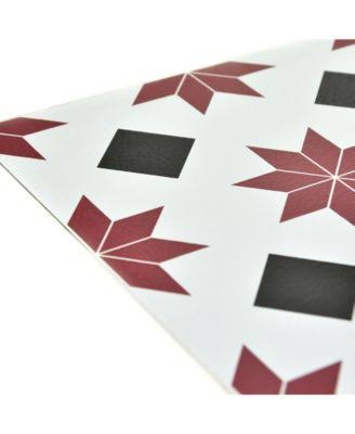 Red/Black Peel & Stick Floor Tiles Q992