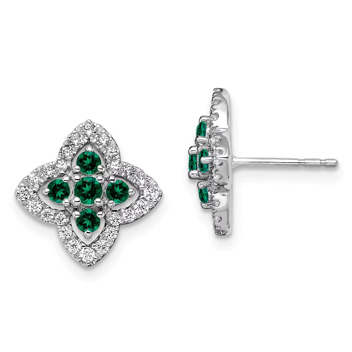 14 Karat Two-Tone Lab Grown Diamond and Created Pink Sapphire Earrings R31195