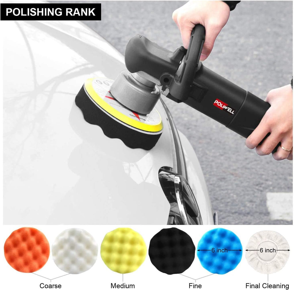 6 Inch Dual Action Random Orbital Polisher Kit with 5 Polishing Pads H2998