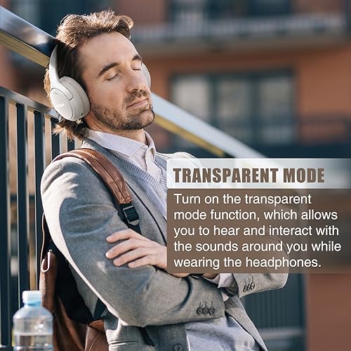 Hybrid Active Noise Cancelling Wireless Over Ear Bluetooth Headphones with Microphone A491