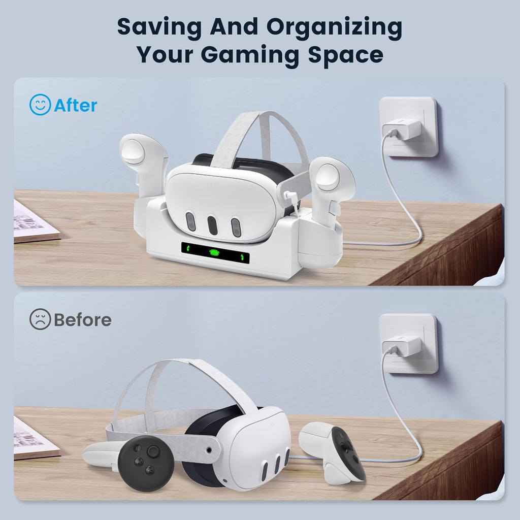 Charging Dock for Meta Quest 3 with 2 Rechargeable Batteries and Battery Cover C785