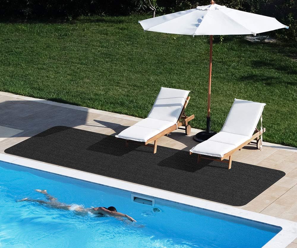 Smokey Black 3 Feet x 30 Feet Double-Ribbed Carpet Runner with Skid-Resistant Rubber Backing V475272
