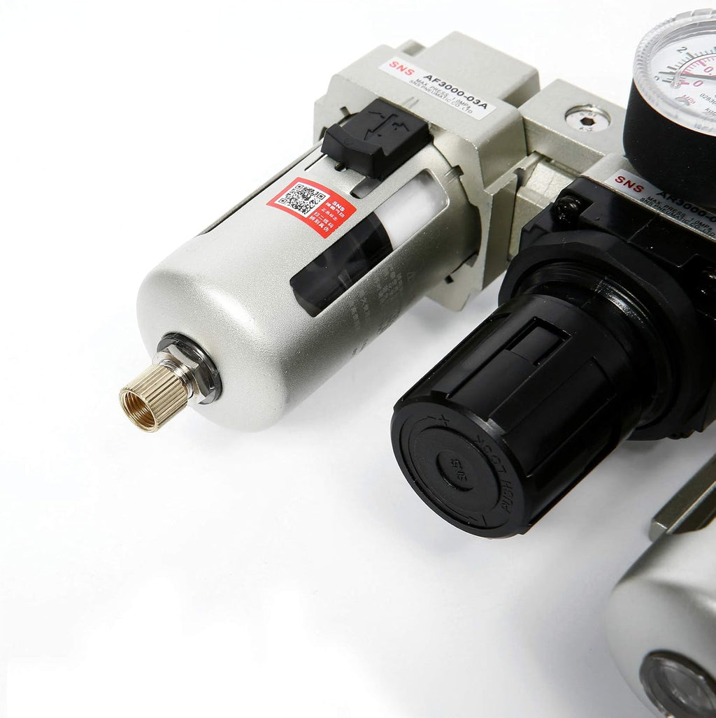 Compressed Air Filter Regulator Lubricator 1/4 NPT with Gauge and Bracket F220039