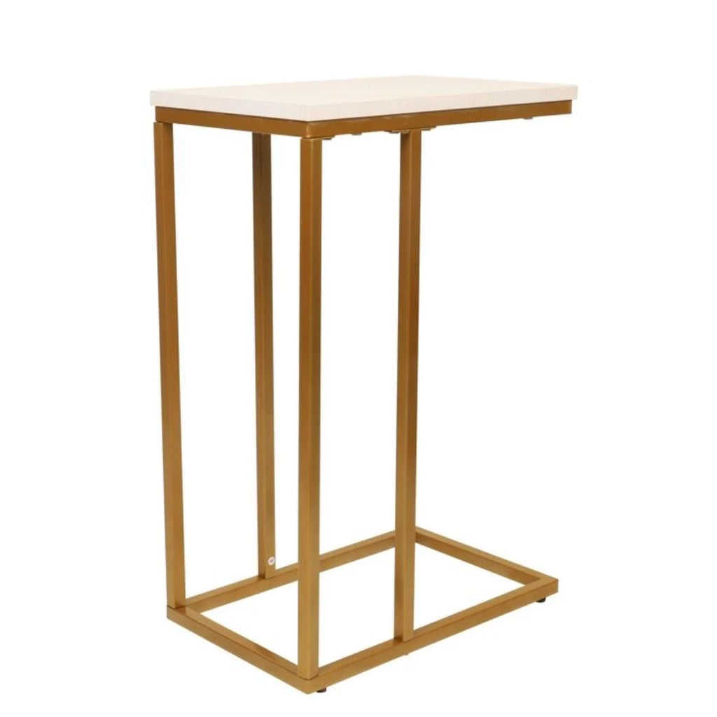 Rectangle Side Table, Gold and White A630957