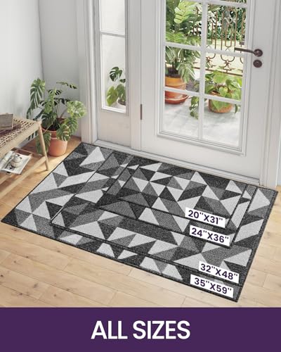 Black Non Slip Washable Absorbent Low-Profile Entrance Mat, 24"X36" E577