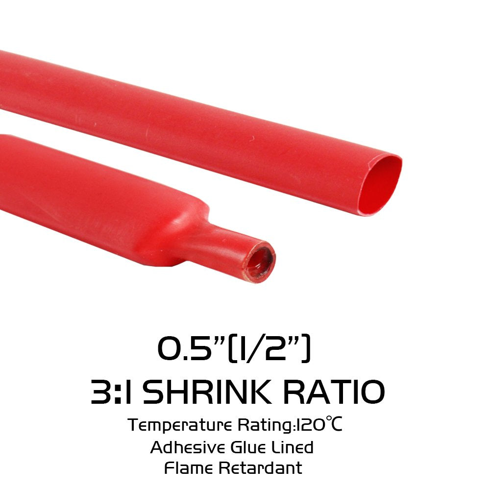 1/2in Diameter 32ft Red Polyolefin Heat Shrink Tubing O972