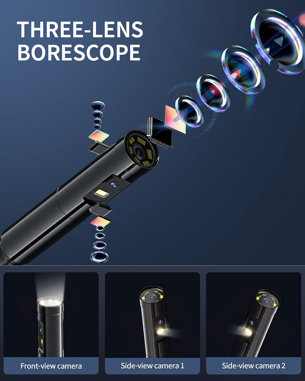 16.4ft Waterproof Flexible Borescope Inspection Camera with Light R439