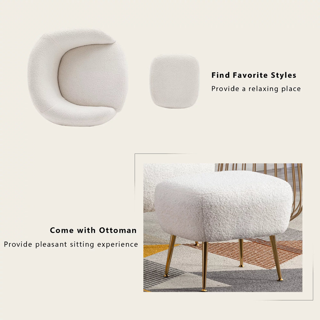 White Accent Chair with Ottoman N738753