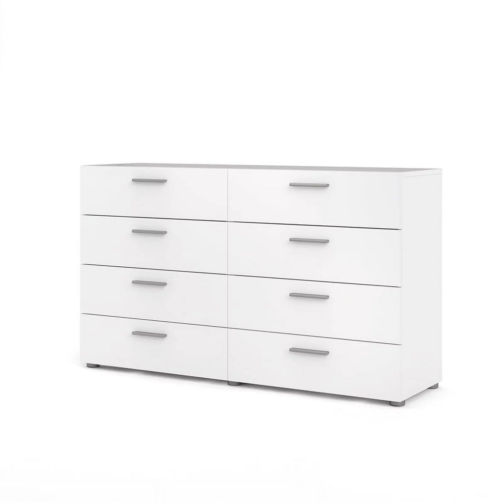White 2 Piece 8 Drawer Double Dresser and Nightstand Bedroom Set G661
