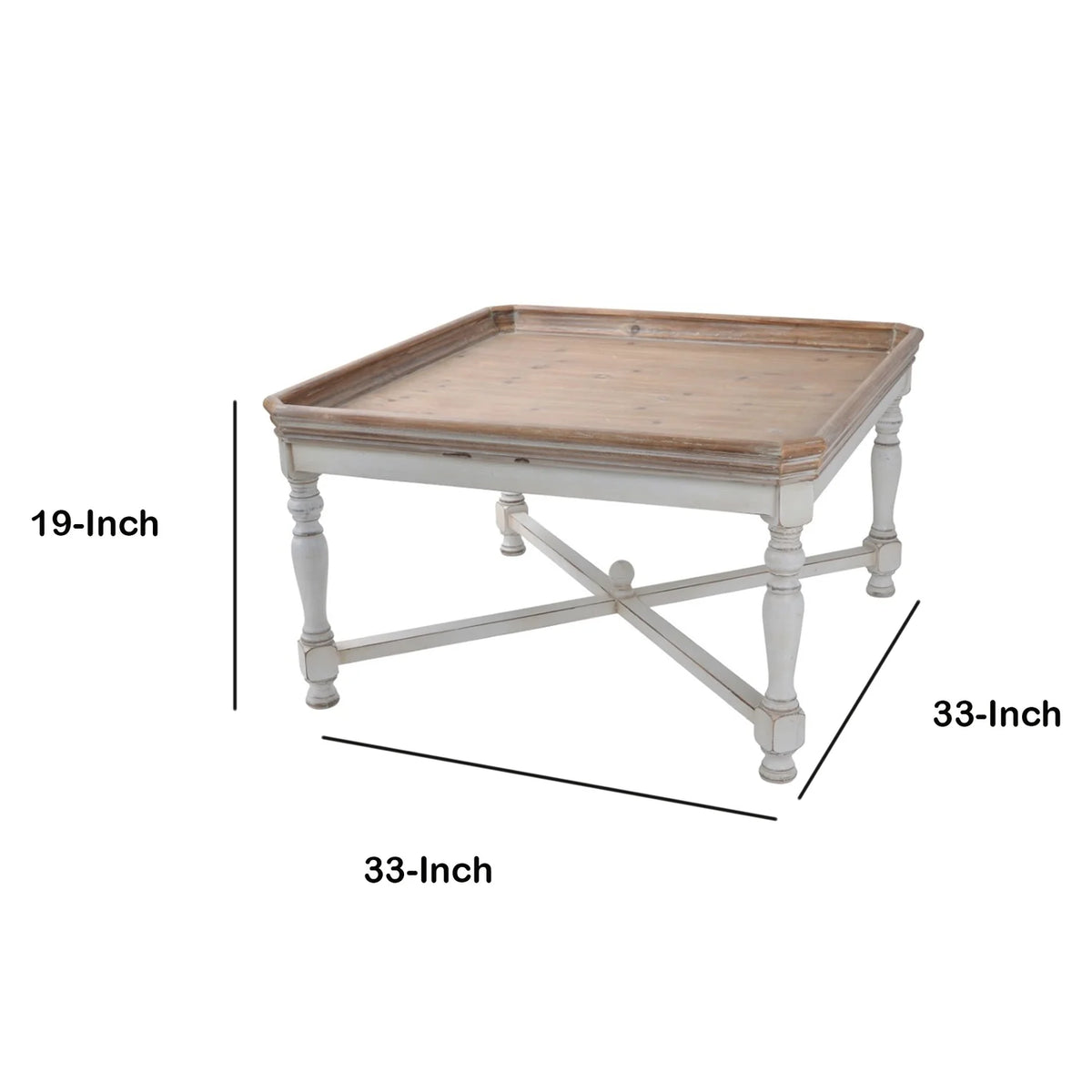 Square Shaped Wooden Coffee Table with Beveled Edges S95291