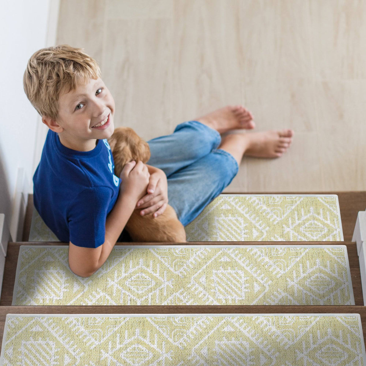 9x22 x 28x22 Cotton Anti-Slip Carpet Stair Treads with Double Adhesive Tape W2605