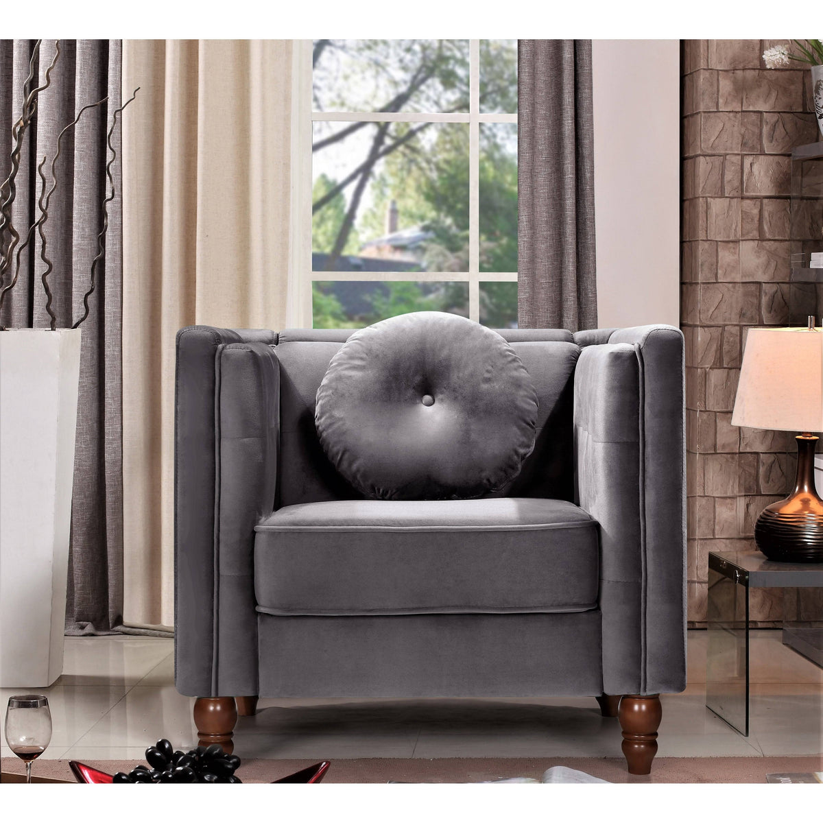 Grey Chesterfield Chair J9594
