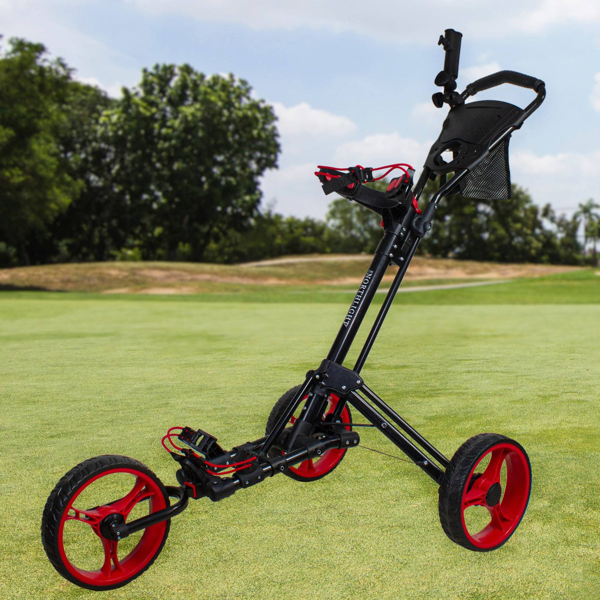 48x22 Black and Red 3 Wheel Golf Push Cart M321428