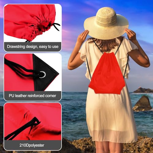 25Pcs Red Drawstring Backpack Bags Q71474