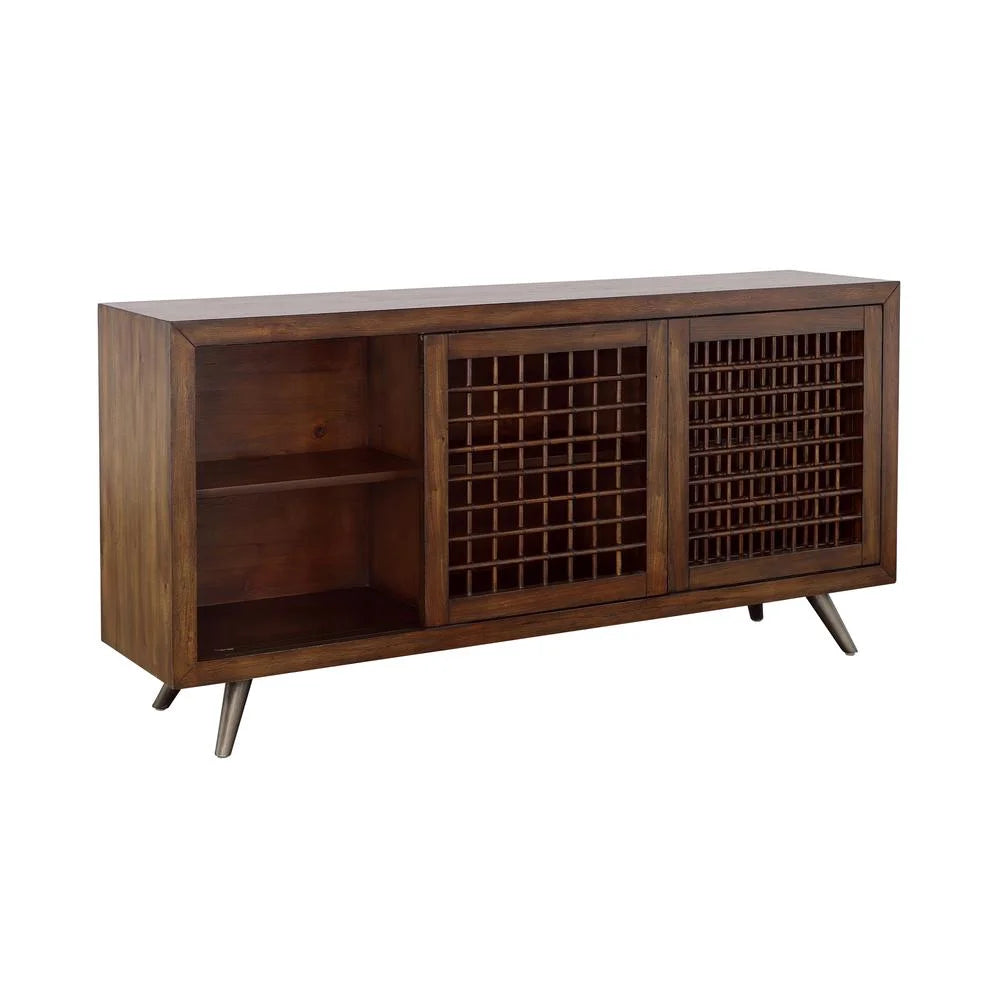 Brown Wood Credenza with Sliding Doors S5241