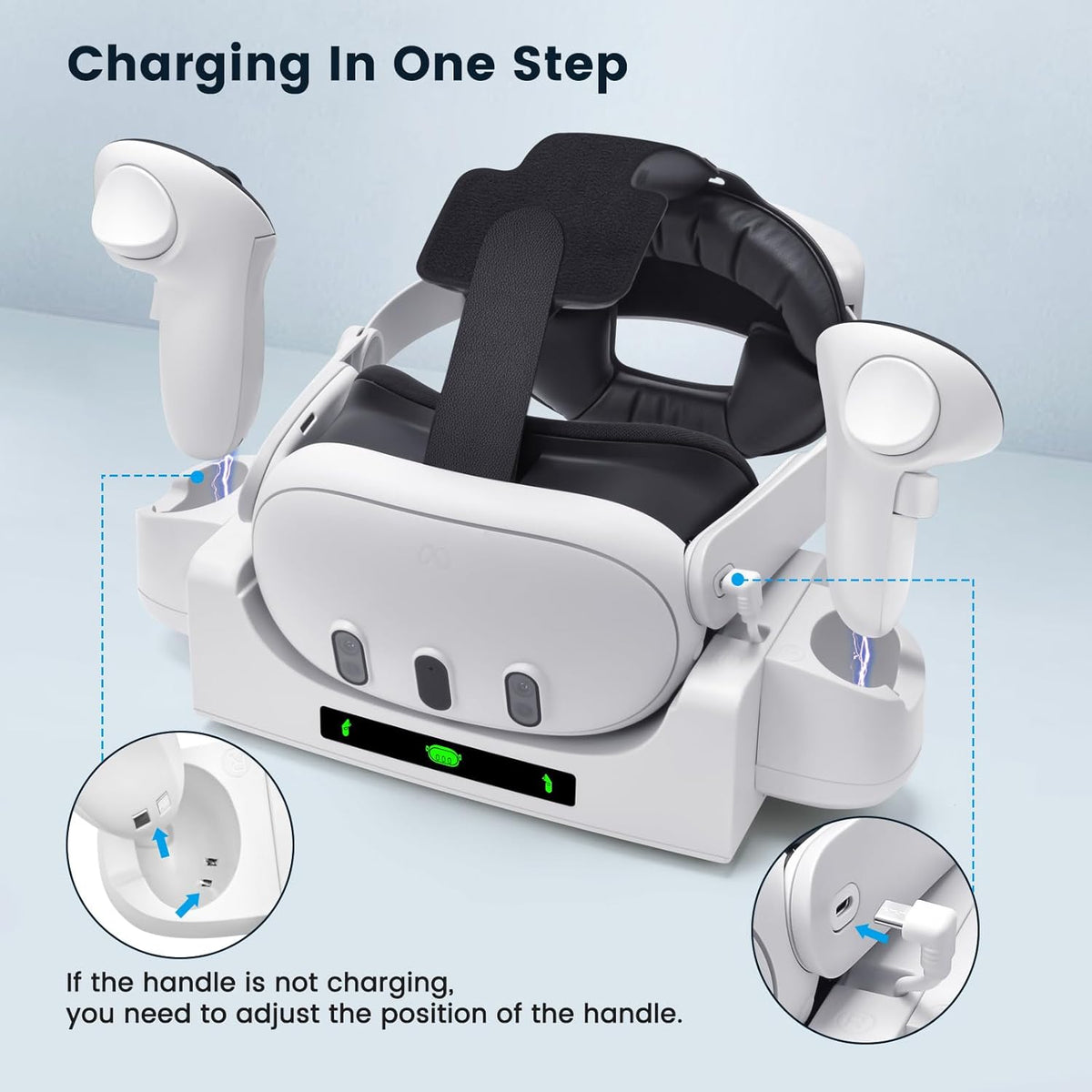 Charging Dock for Meta Quest 3 with 2 Rechargeable Batteries and Battery Cover C785