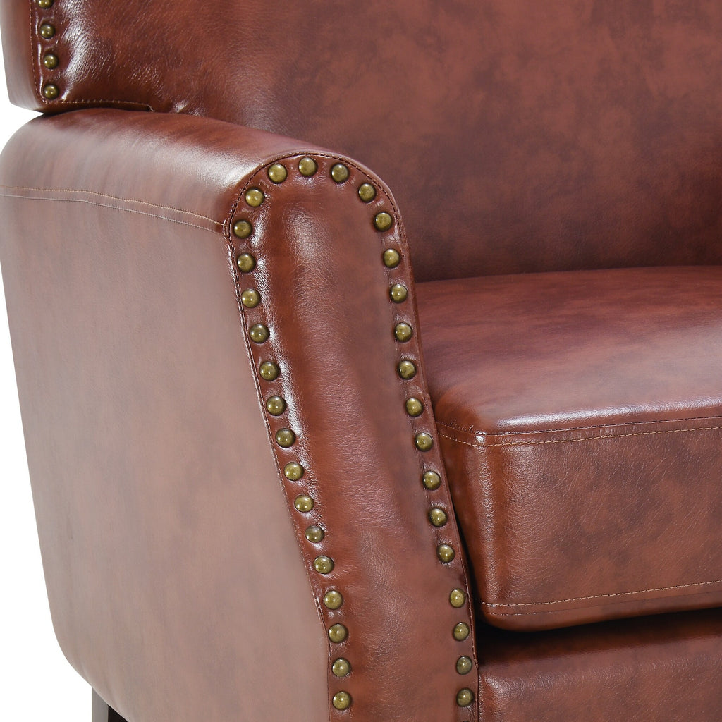 PU Leather Upholstered Accent Chair with Nailheads N1326