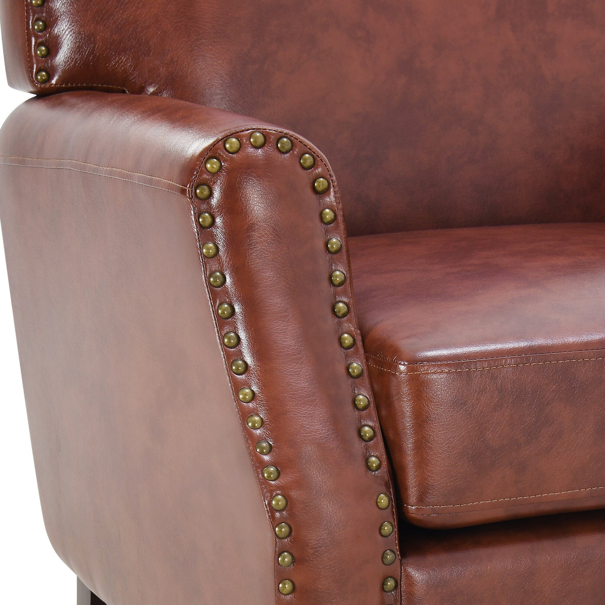 PU Leather Upholstered Accent Chair with Nailheads N1326