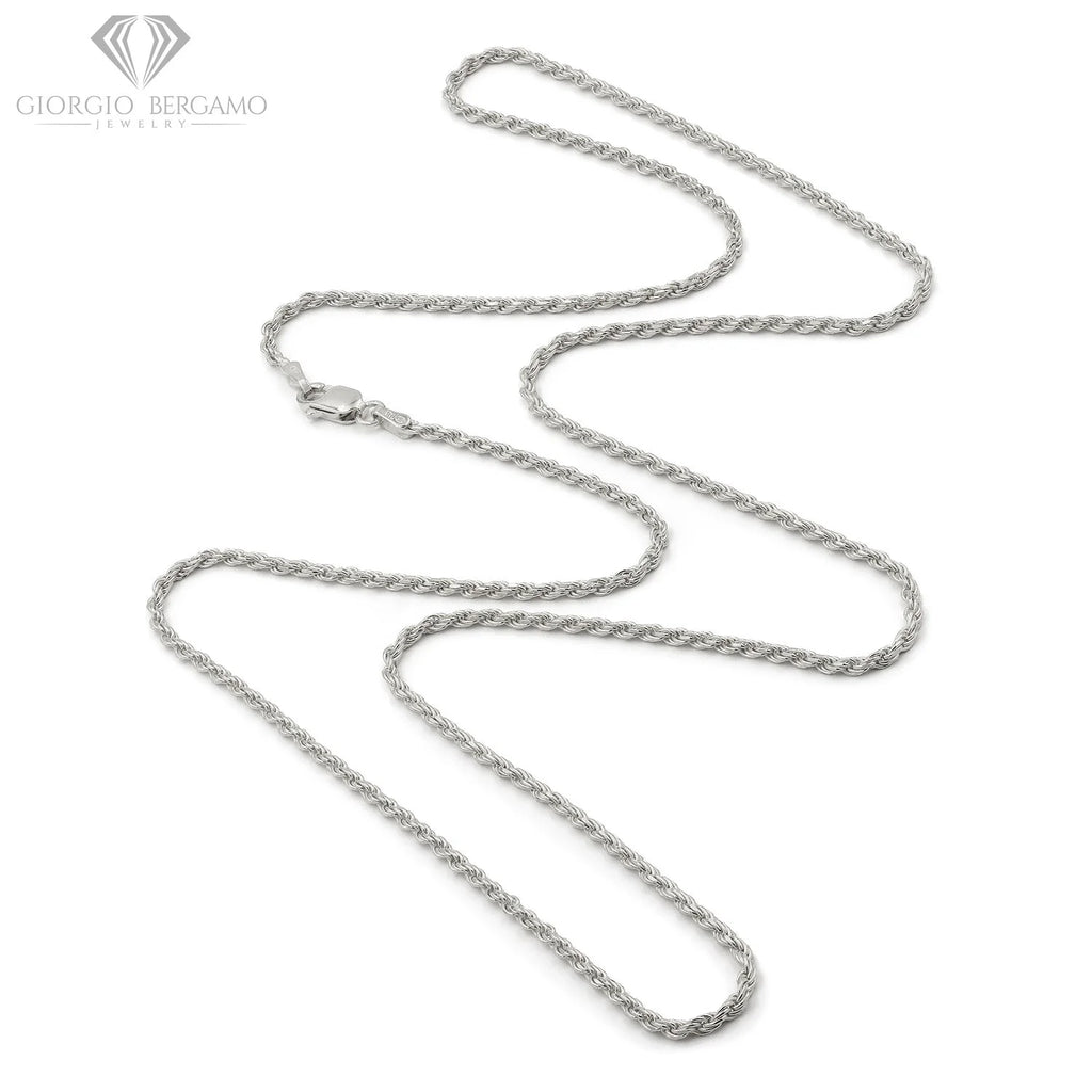925 Sterling Silver Rope Diamond Cut Chain Necklace A71822