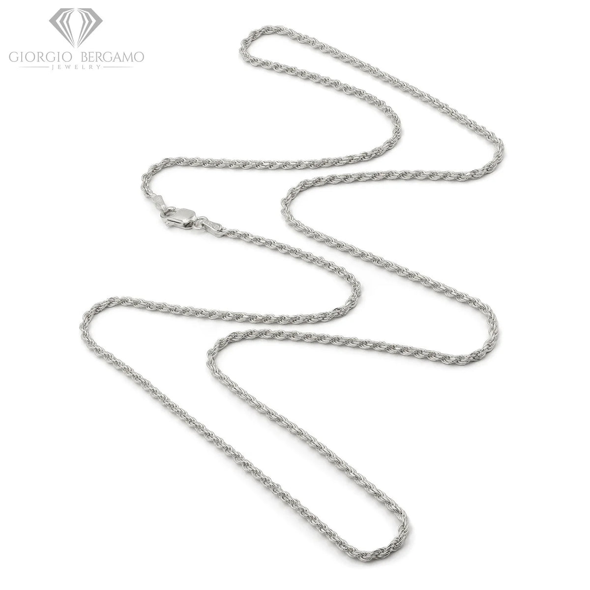 925 Sterling Silver Rope Diamond Cut Chain Necklace A71822