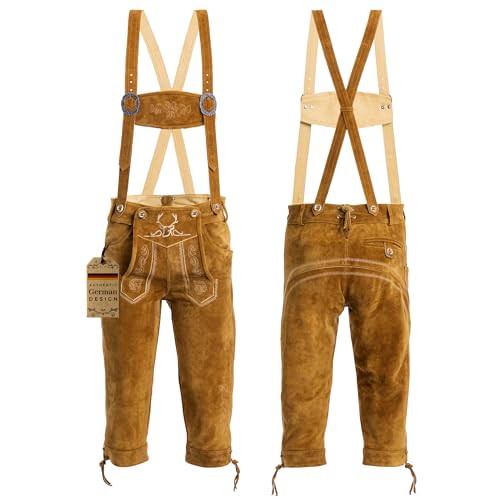 Genuine Leather Light Brown Knee Lederhosen N95577