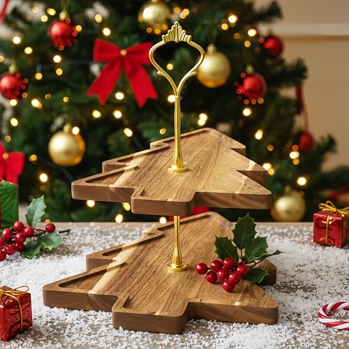 2-Tier Acacia Wood Serving Tray L262658