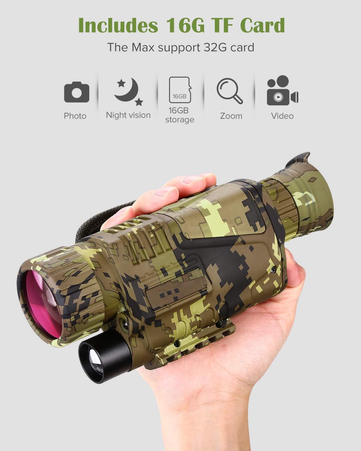 32GB Night Vision Monocular with 32GB Card and 14500 Battery V689542